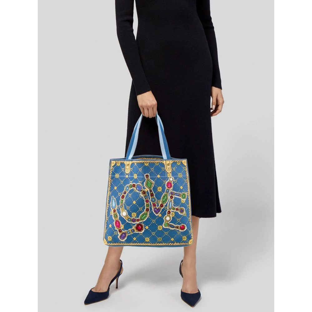 Brighton LOVE Glittering Holiday Limited Edition Large Canvas Tote Bag NWT - Picture 2 of 16
